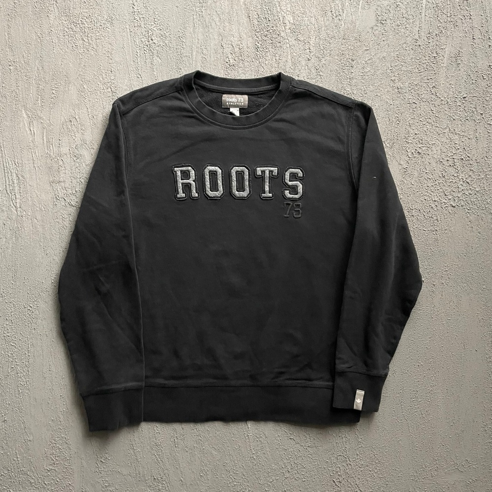 Vintage Roots 73 Athletics Sweatshirt Mens XL Black Y2K Roots